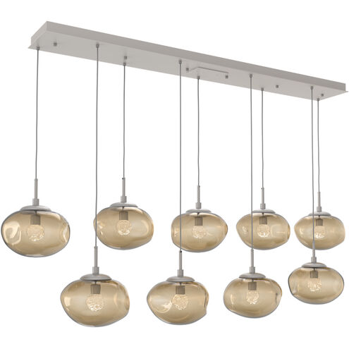 Nova LED LED Beige Silver Linear Pendant Ceiling Light in 3000K LED, Metallic Beige Silver, Floret Inner - Bronze Outer, Multi-Port