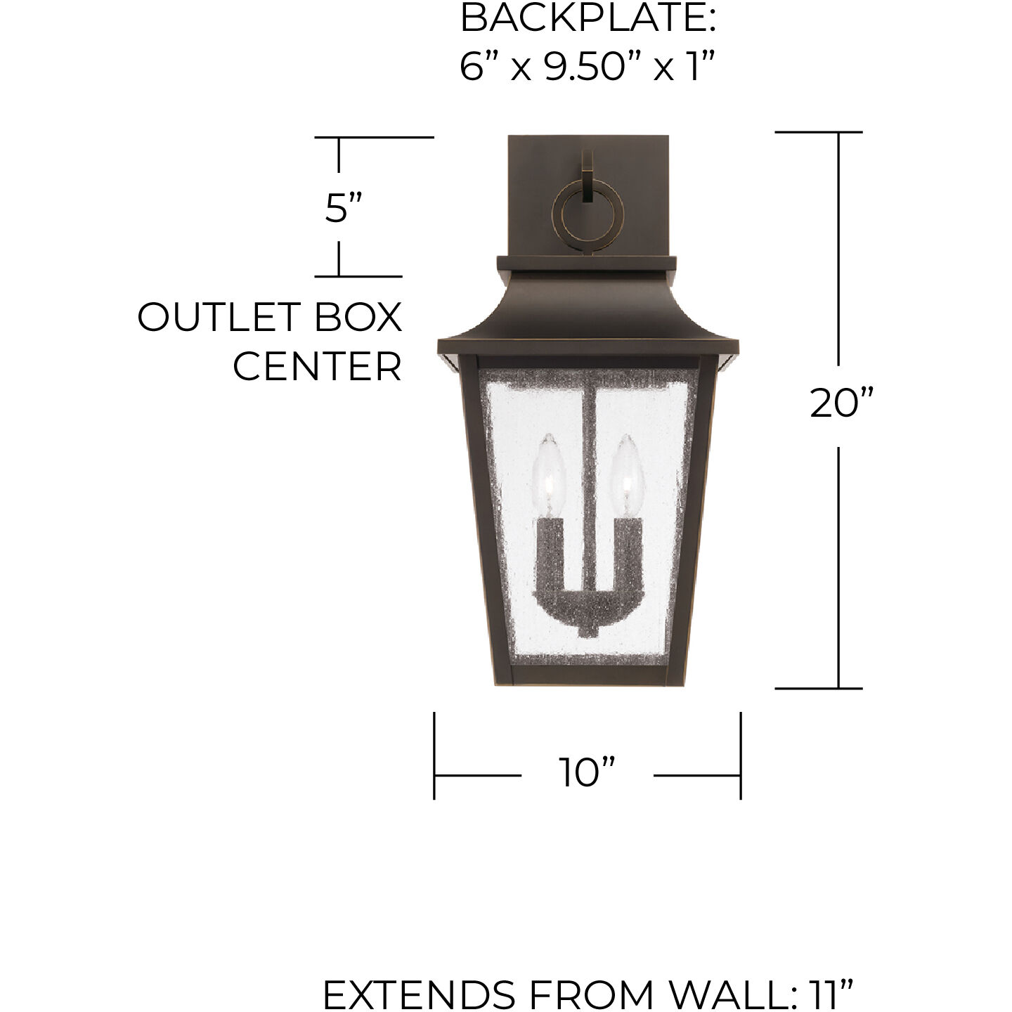 Chandler 2 Light 20 inch Oiled Bronze Outdoor Wall Lantern