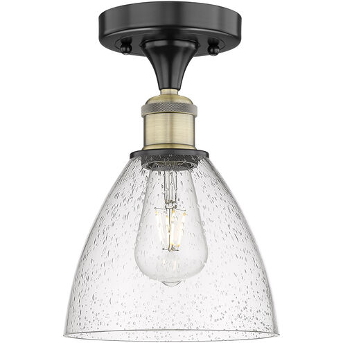 Bristol Glass 1 Light 7.5 inch Black Antique Brass Semi-Flush Mount Ceiling Light