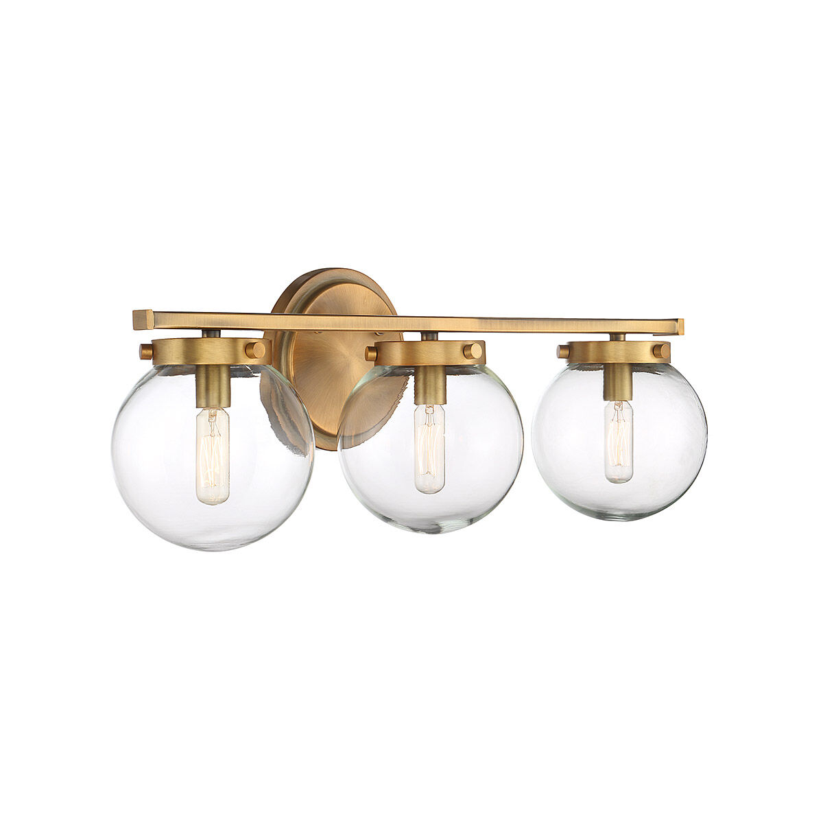 Mid-Century Modern 3 Light 24 inch Natural Brass Bathroom Vanity Light Wall Light
