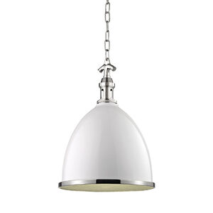 Viceroy 1 Light 13 inch White and Polished Nickel Pendant Ceiling Light