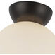Arcadia 1 Light 7.88 inch Black/Opal Glass Semi-Flush Mount Ceiling Light in Matte Opal Glass