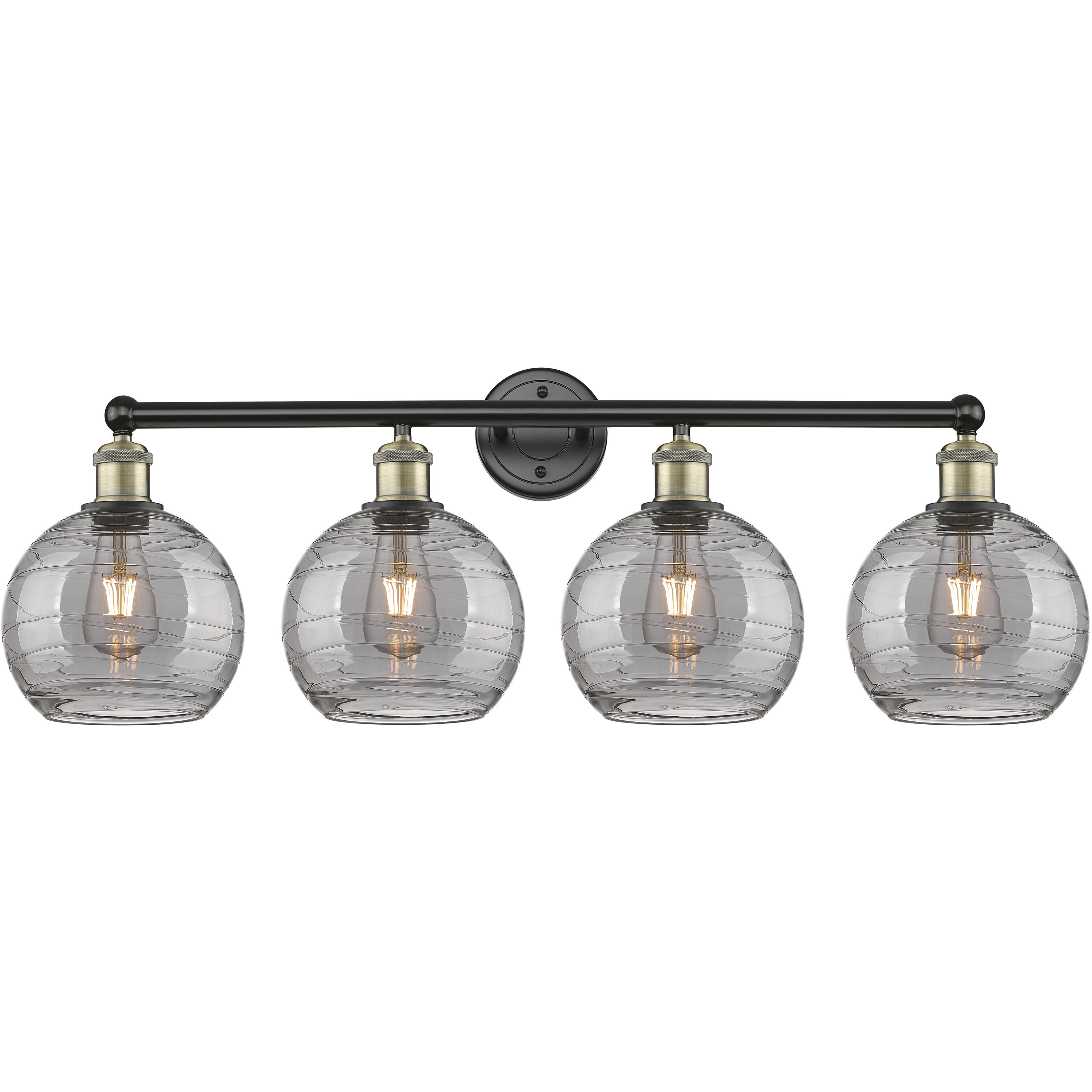 Edison Athens Deco Swirl 4 Light 35 inch Black Antique Brass Bath Vanity Light Wall Light
