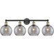 Edison Athens Deco Swirl 4 Light 35 inch Black Antique Brass Bath Vanity Light Wall Light