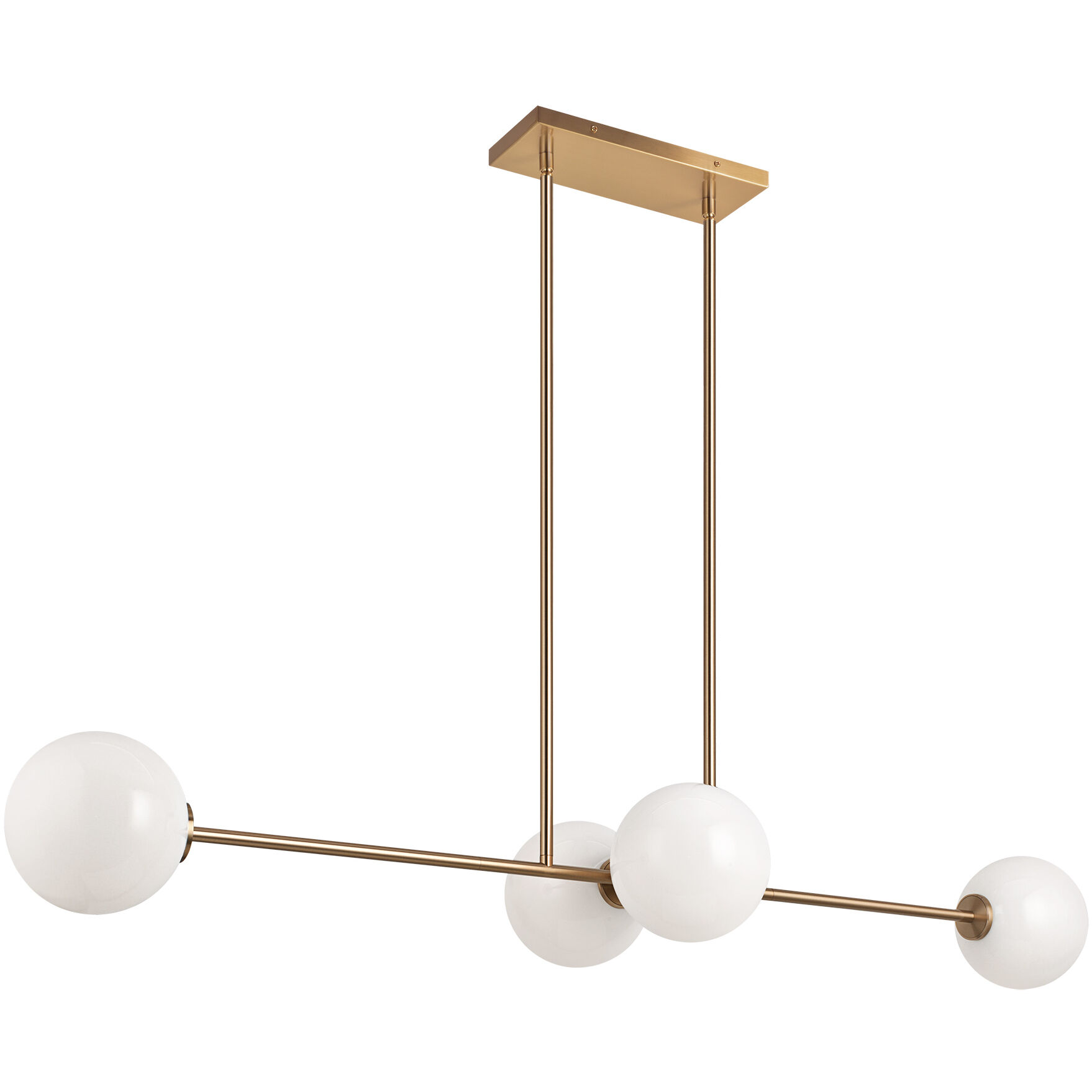 Novo 4 Light 47.88 inch Aged Gold Brass Chandelier Ceiling Light in Aged Gold Brass and Opal Glass