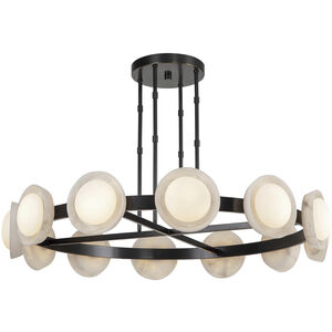 Alonso 50.5 inch Urban Bronze and Alabaster Chandelier Ceiling Light in Alabaster Shade