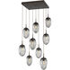 Meteo Incandescent 9 Light Flat Bronze Chandelier Ceiling Light, Square Multi-Port