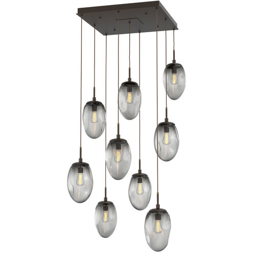 Meteo Incandescent 9 Light Flat Bronze Chandelier Ceiling Light, Square Multi-Port