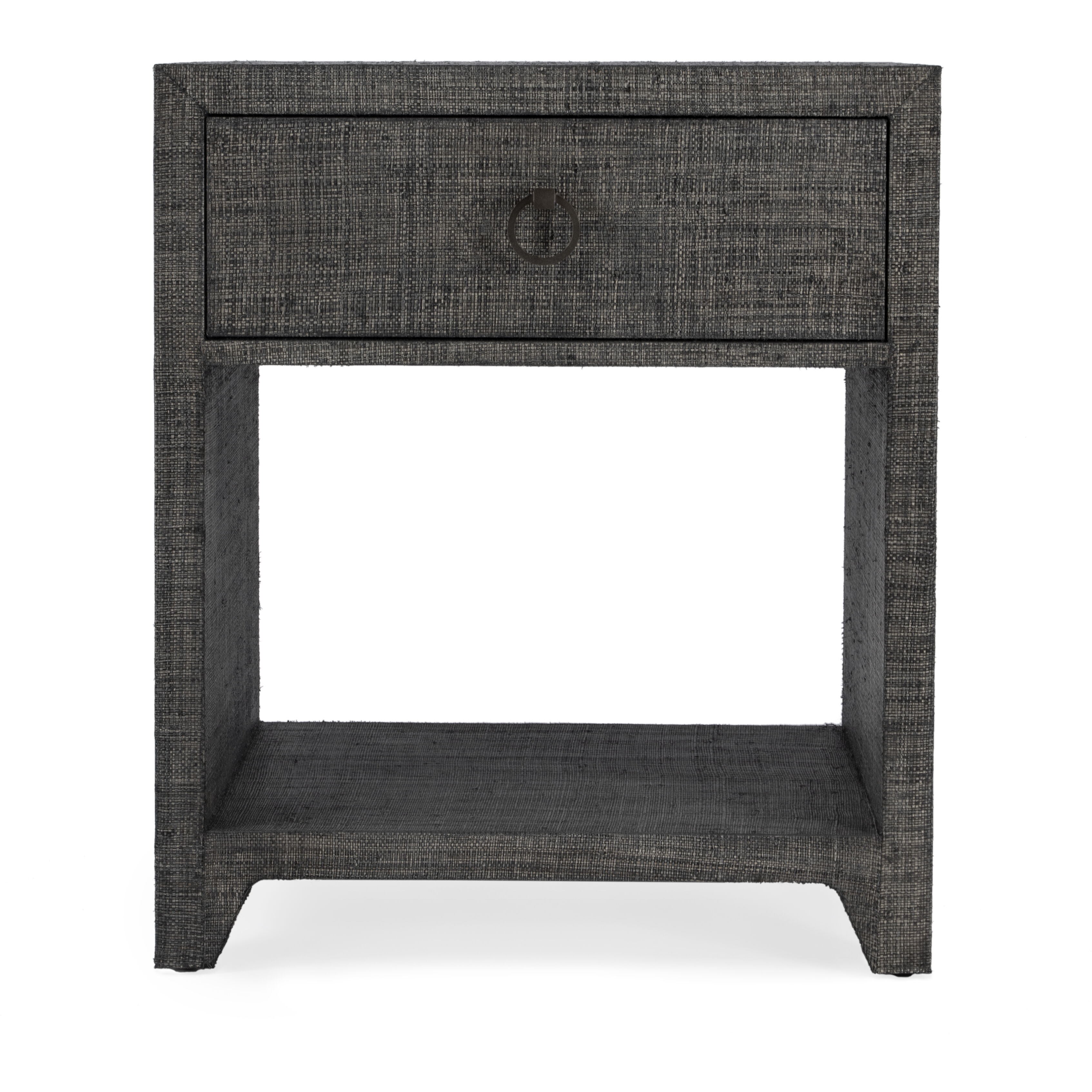Bar Harbor Raffia 1 Drawer Nightstand in Charcoal