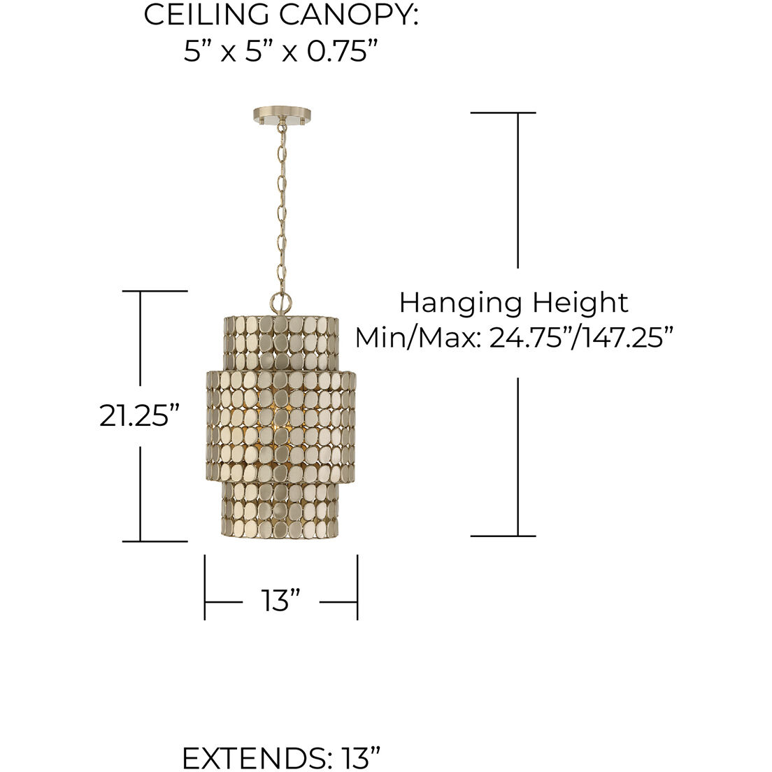 Eliana 1 Light 13 inch Champagne Brass Pendant Ceiling Light