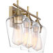 Octave 3 Light 21 inch Warm Brass Bathroom Vanity Light Wall Light, Essentials
