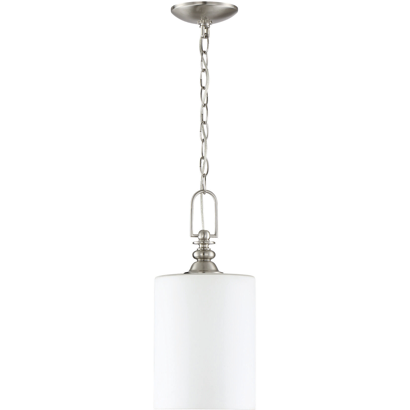 Neighborhood Dardyn 1 Light 7.5 inch Brushed Polished Nickel Mini Pendant Ceiling Light in White Frosted Glass