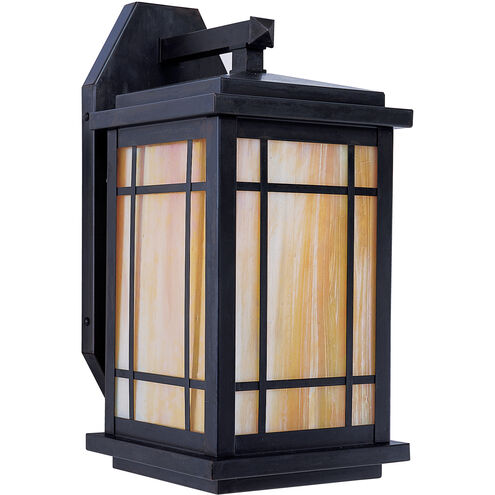Avenue 1 Light 12 inch Satin Black Outdoor Wall Mount in White Opalescent