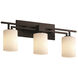 Fusion 3 Light 26 inch Matte Black Bath Bar Wall Light in Cylinder with Flat Rim, Incandescent, Opal Fusion