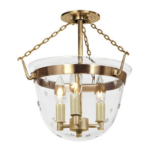 McLean 3 Light 13 inch Rubbed Brass Semi-Flush Mount Ceiling Light