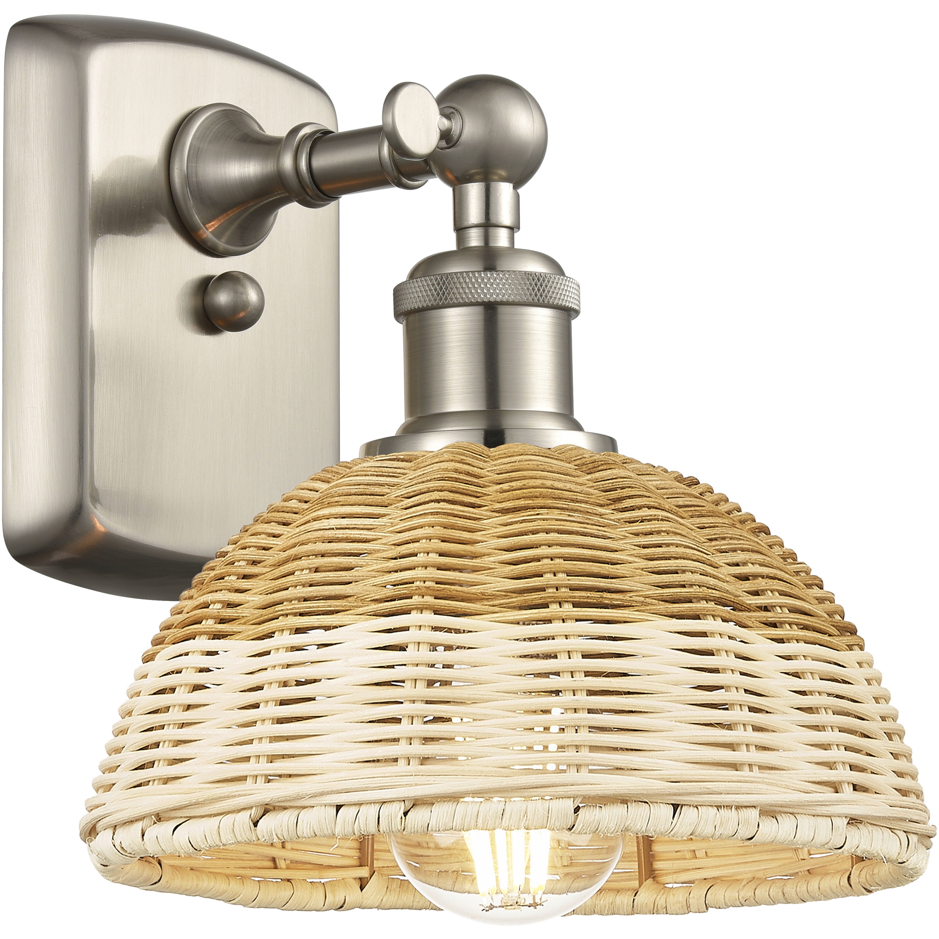 Ballston Bristol Natural II Armed Sconce Wall Light in Brushed Satin Nickel