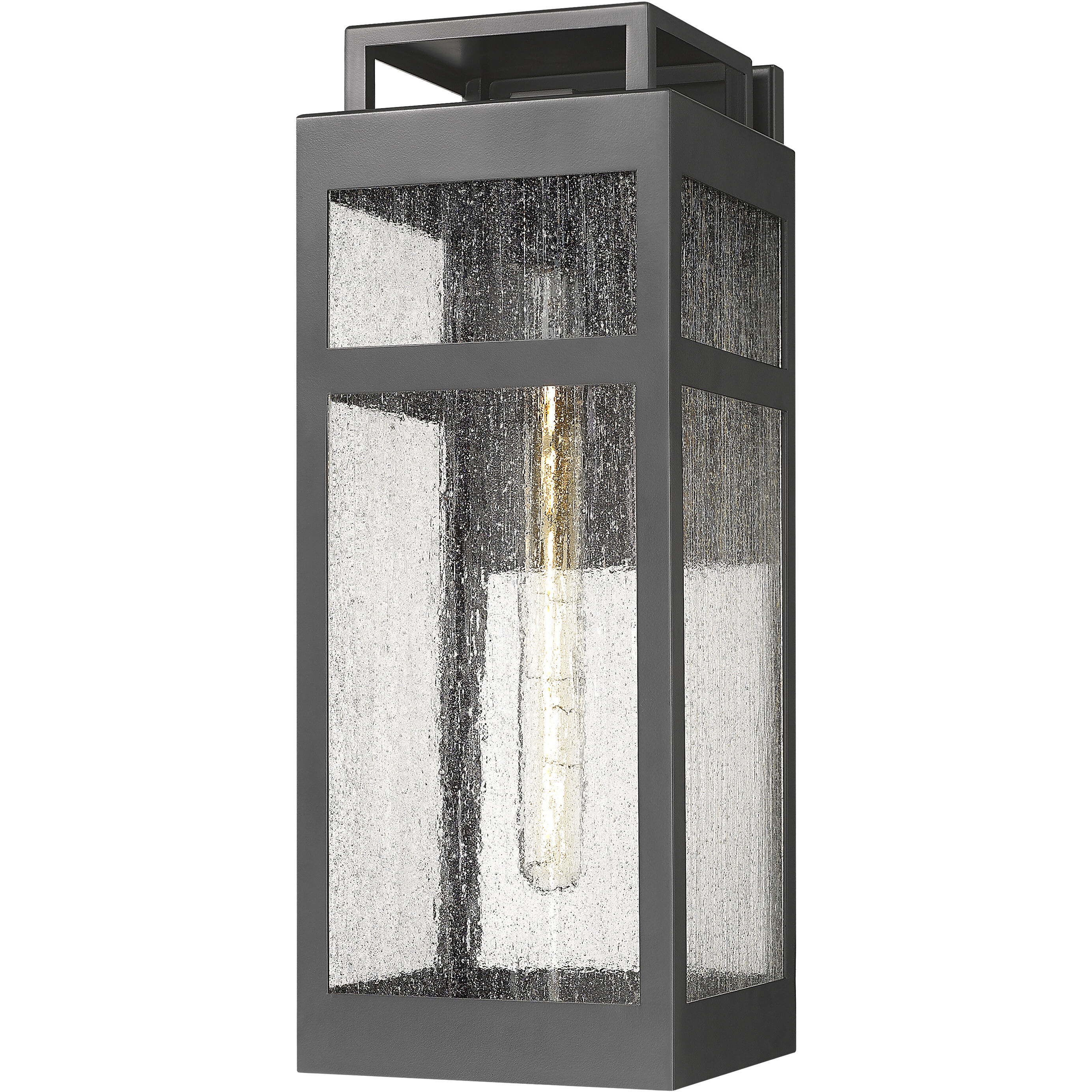 Ridgeway 1 Light 17.88 inch Matte Black Outdoor Sconce in Seedy Glass