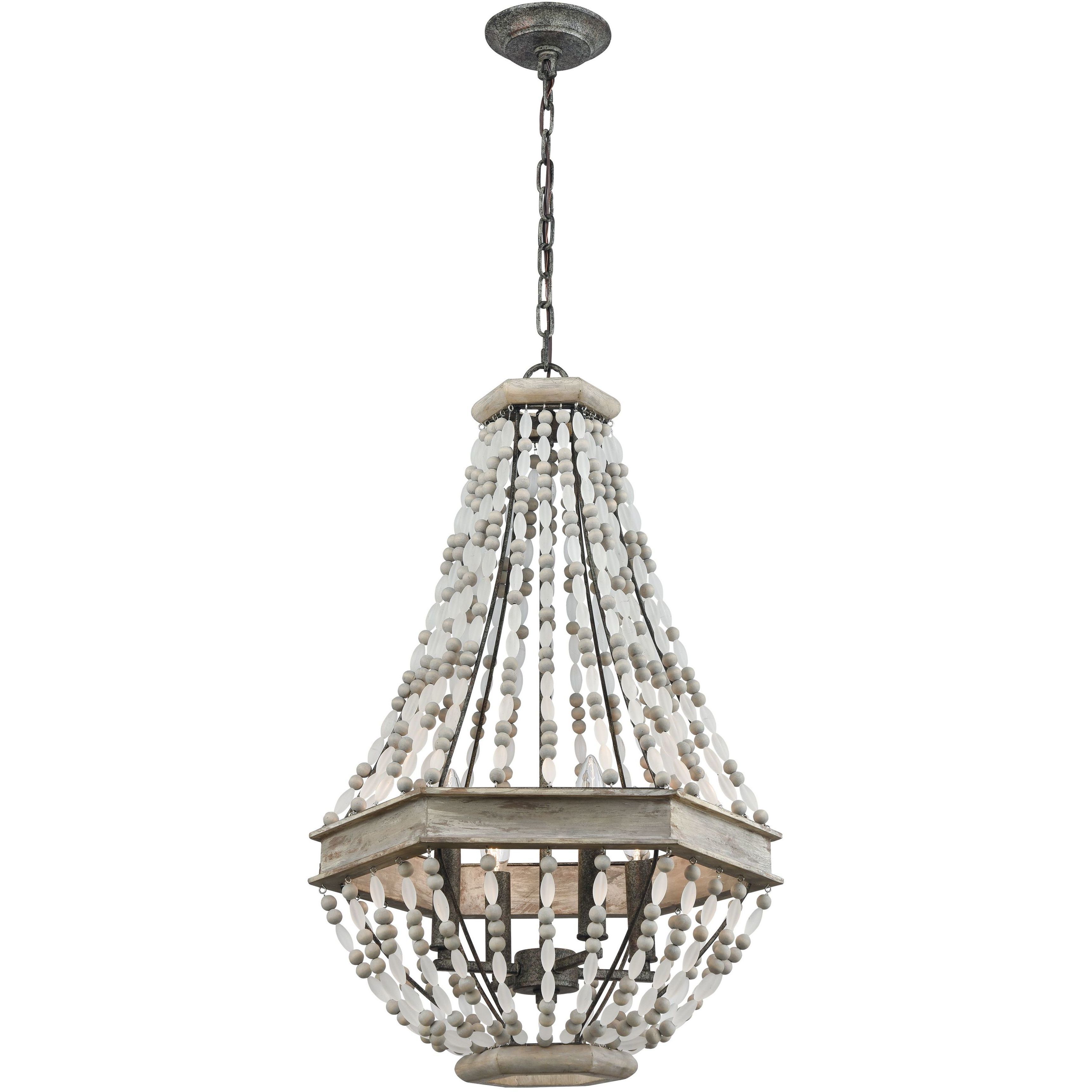 Summerton 4 Light 18 inch Graywash with White and Aged Black Chandelier Ceiling Light