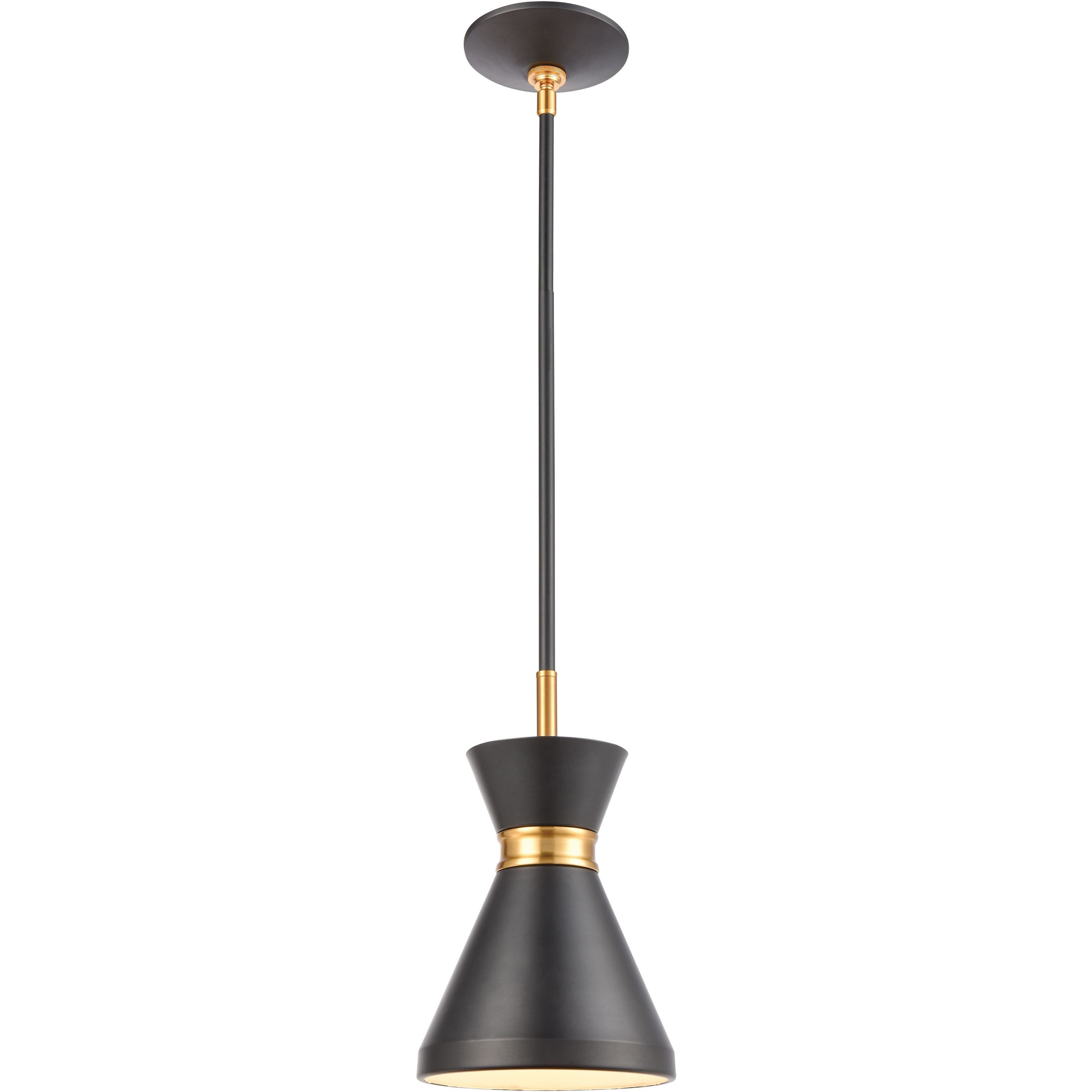 Modley 1 Light 7 inch Matte Black with Brushed Brass Mini Pendant Ceiling Light