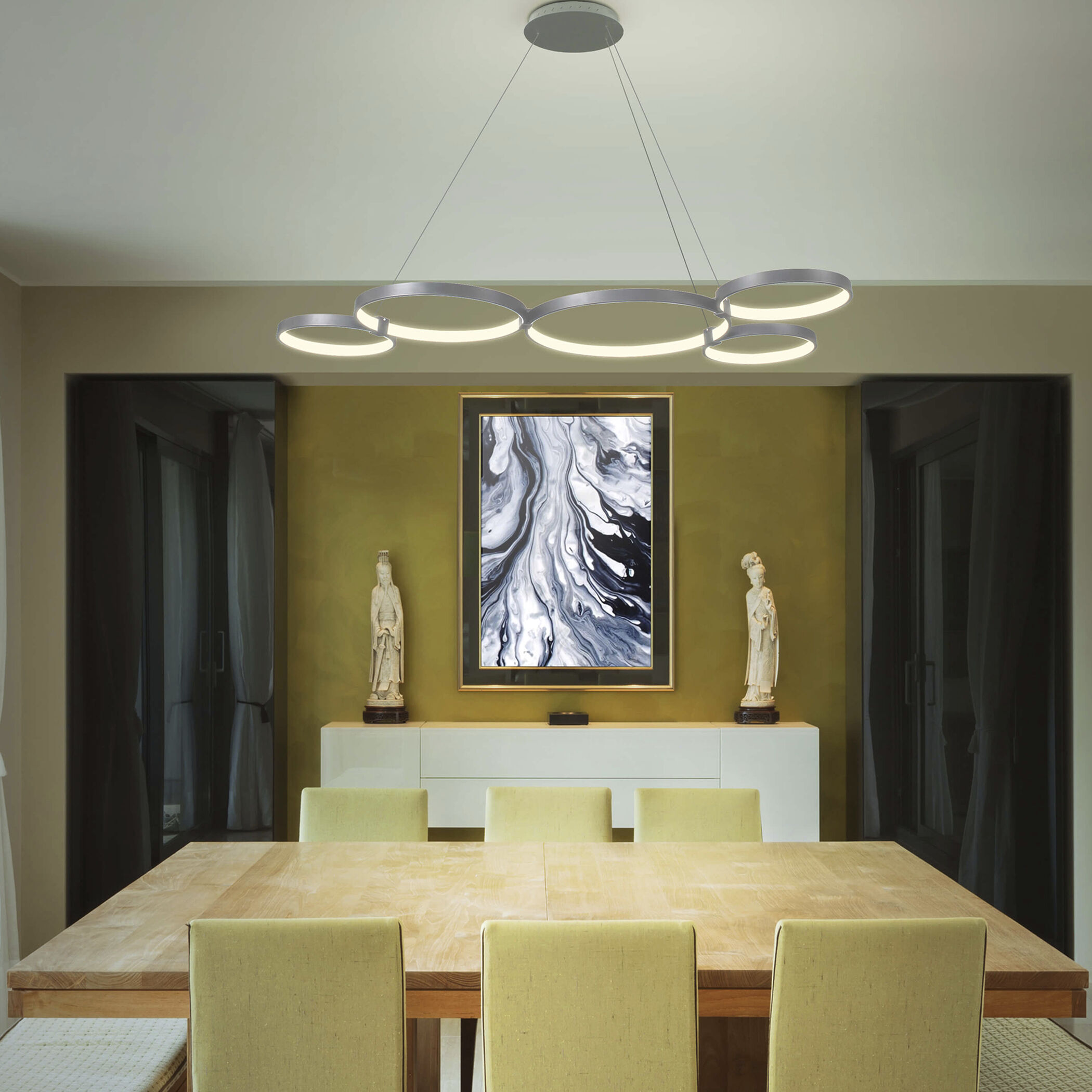 Capella 31.5 inch Silver Chandelier Ceiling Light