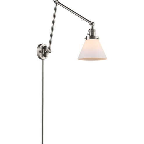 Large Cone 30 inch 60.00 watt Satin Nickel Swing Arm Wall Light, Franklin Restoration