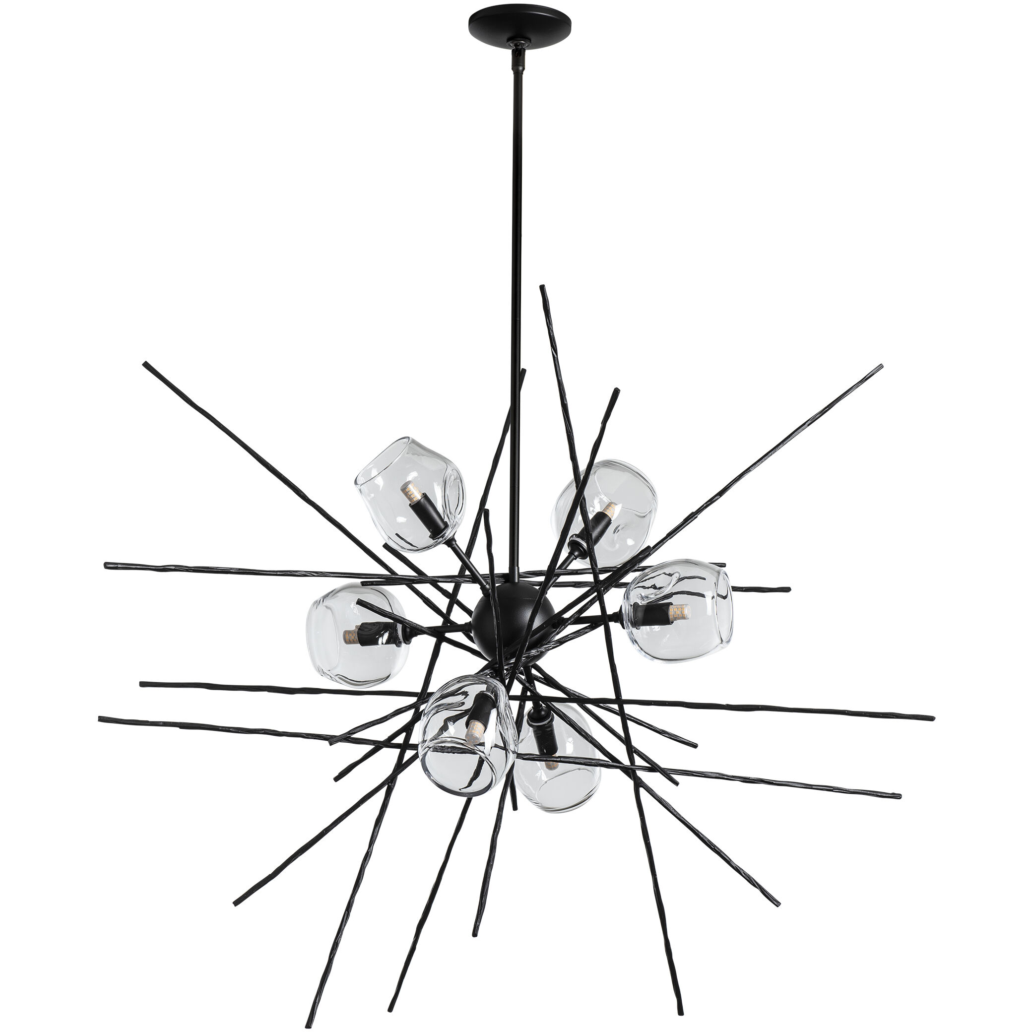 Griffin 6 Light 39.2 inch Black Pendant Ceiling Light in Clear