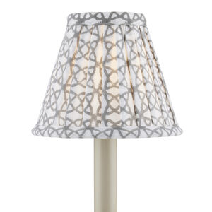 Block Print Natural and Gray Pleated Chandelier Shade