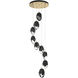 Chrysalis 9 Light 20.5 inch Modern Brass Pendant Ceiling Light in Black Crystal, Large