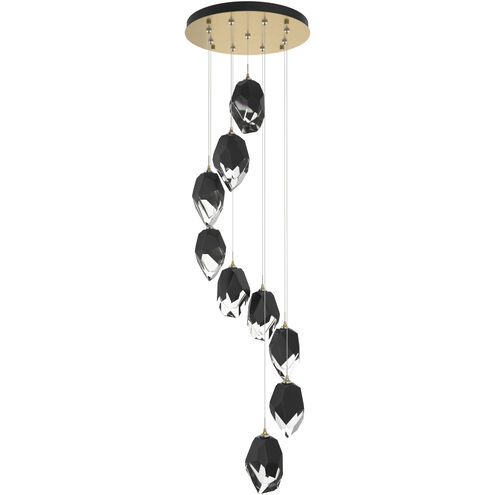 Chrysalis 9 Light 20.5 inch Modern Brass Pendant Ceiling Light in Black Crystal, Large