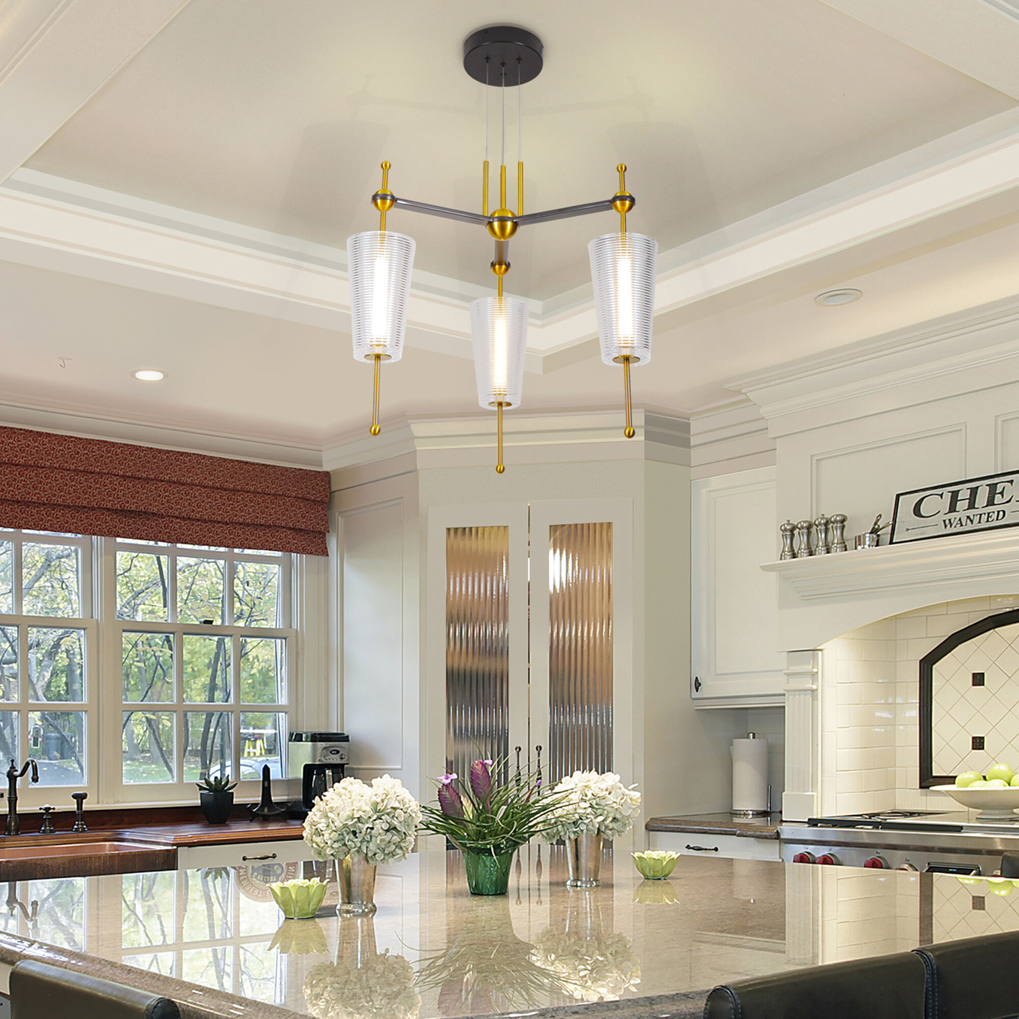 Artisan Collection/TOSCANA Series 25.5 inch Antique Brass Pendant Ceiling Light