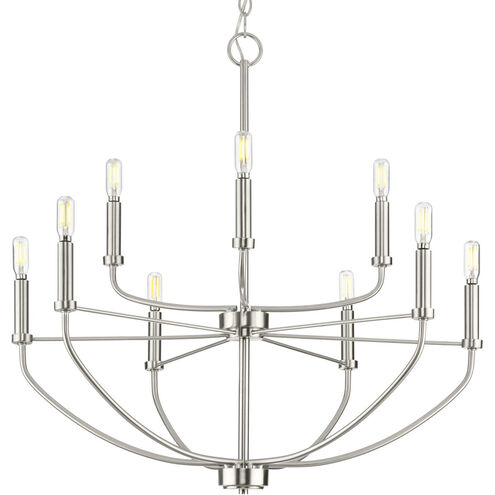 Leyden 9 Light 28 inch Brushed Nickel Chandelier Ceiling Light