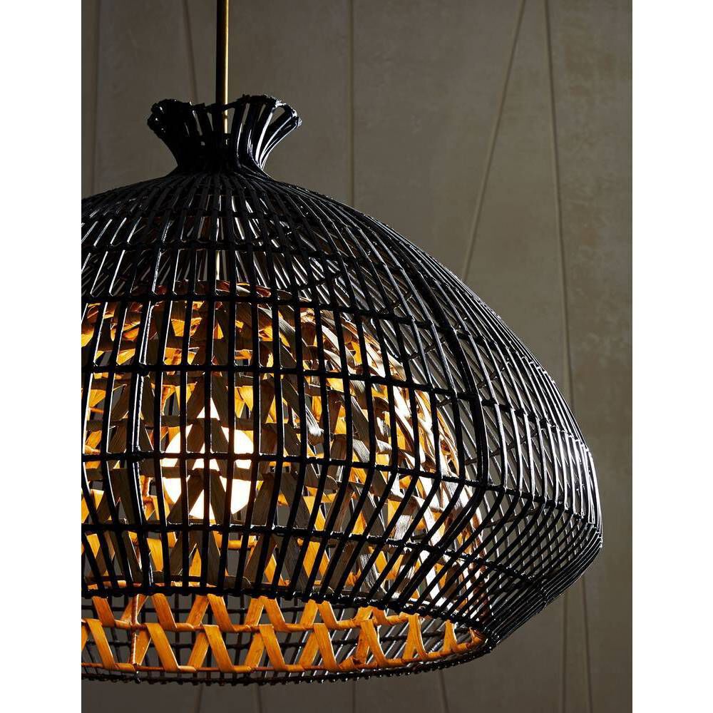 Rimini 1 Light 38 inch Black and Natural Pendant Ceiling Light