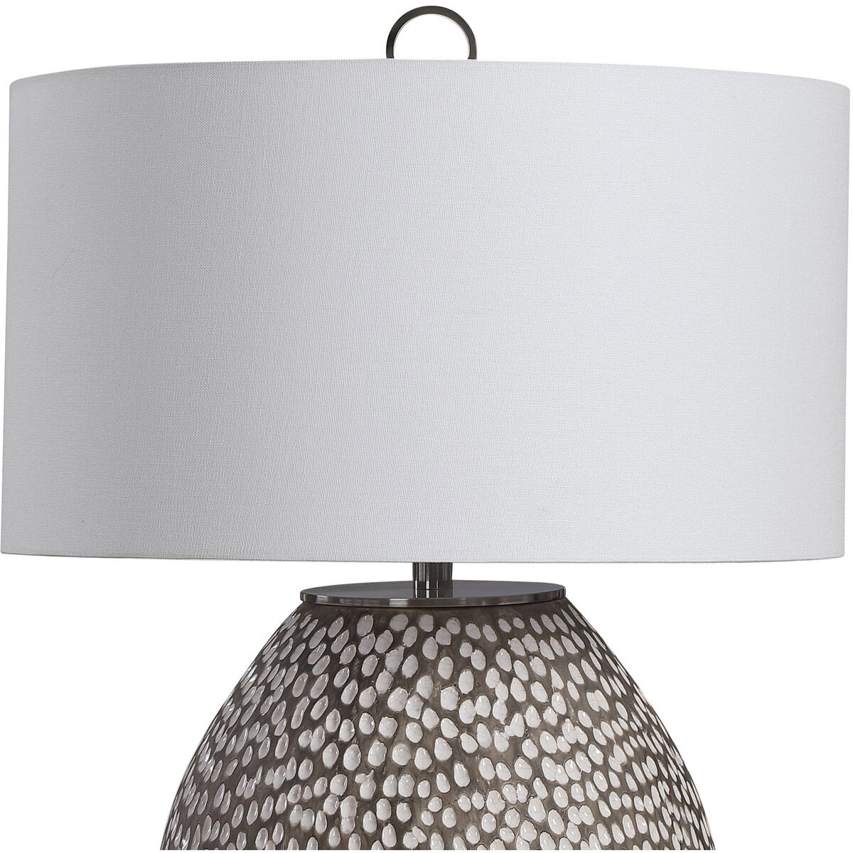 Cyprien 27 inch 150.00 watt Brushed Rustic Gray and Crackled Gloss White Table Lamp Portable Light