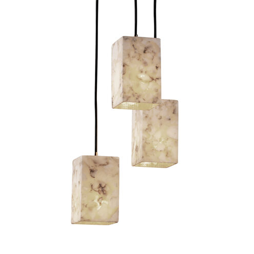 Alabaster Rocks 3 Light 4 inch Polished Chrome Pendant Ceiling Light in 2100 Lm LED, Black Cord