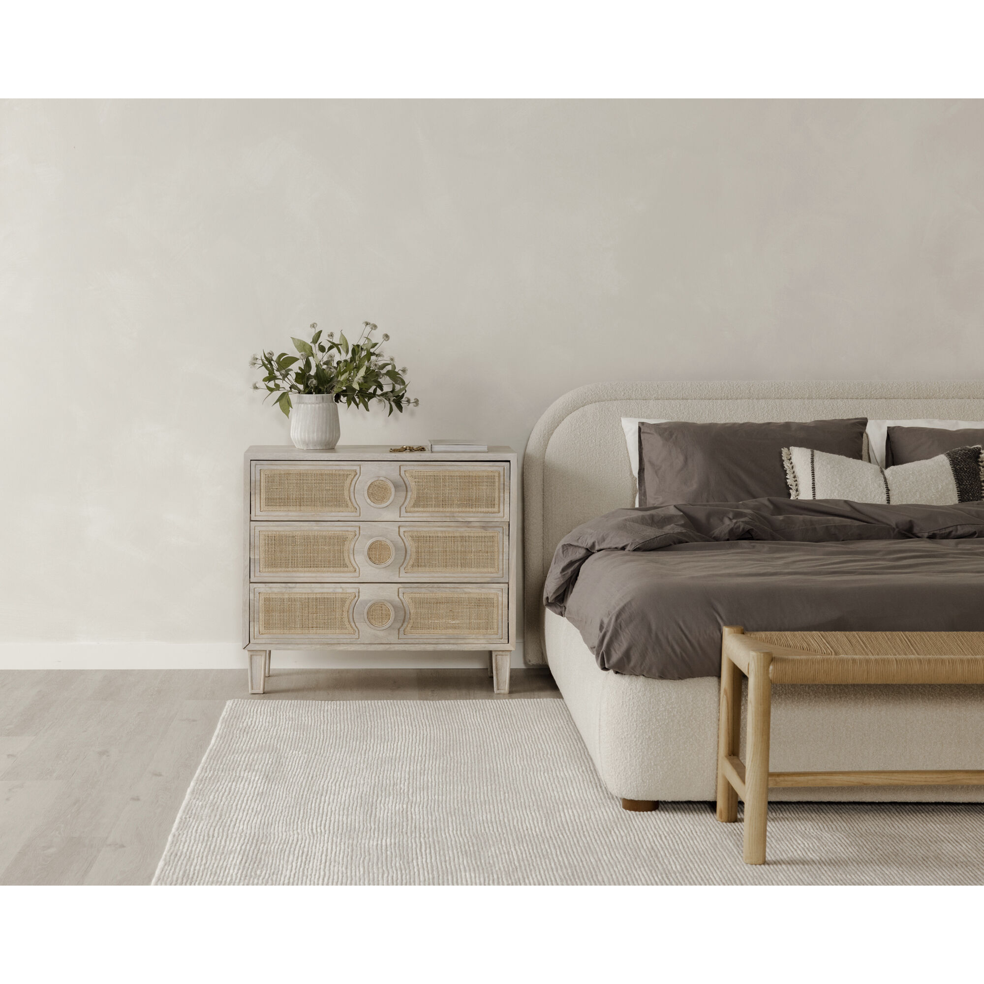 Colin Beige Bed, Queen