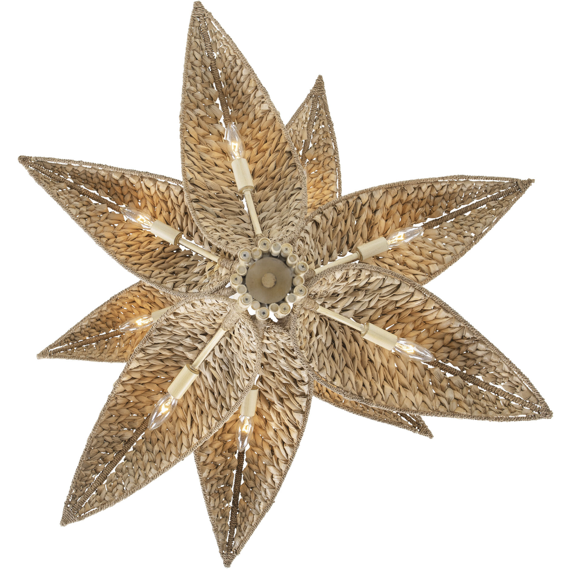 Century Palm 9 Light 38 inch Country White Chandelier Ceiling Light