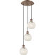 Ballston White Mouchette 3 Light 12.5 inch Antique Copper Cord Hung Multi Pendant Ceiling Light