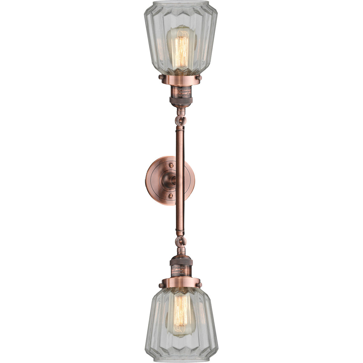 Franklin Restoration Chatham 2 Light 16 inch Antique Copper Bath Vanity Light Wall Light in Clear Glass, Franklin Restoration