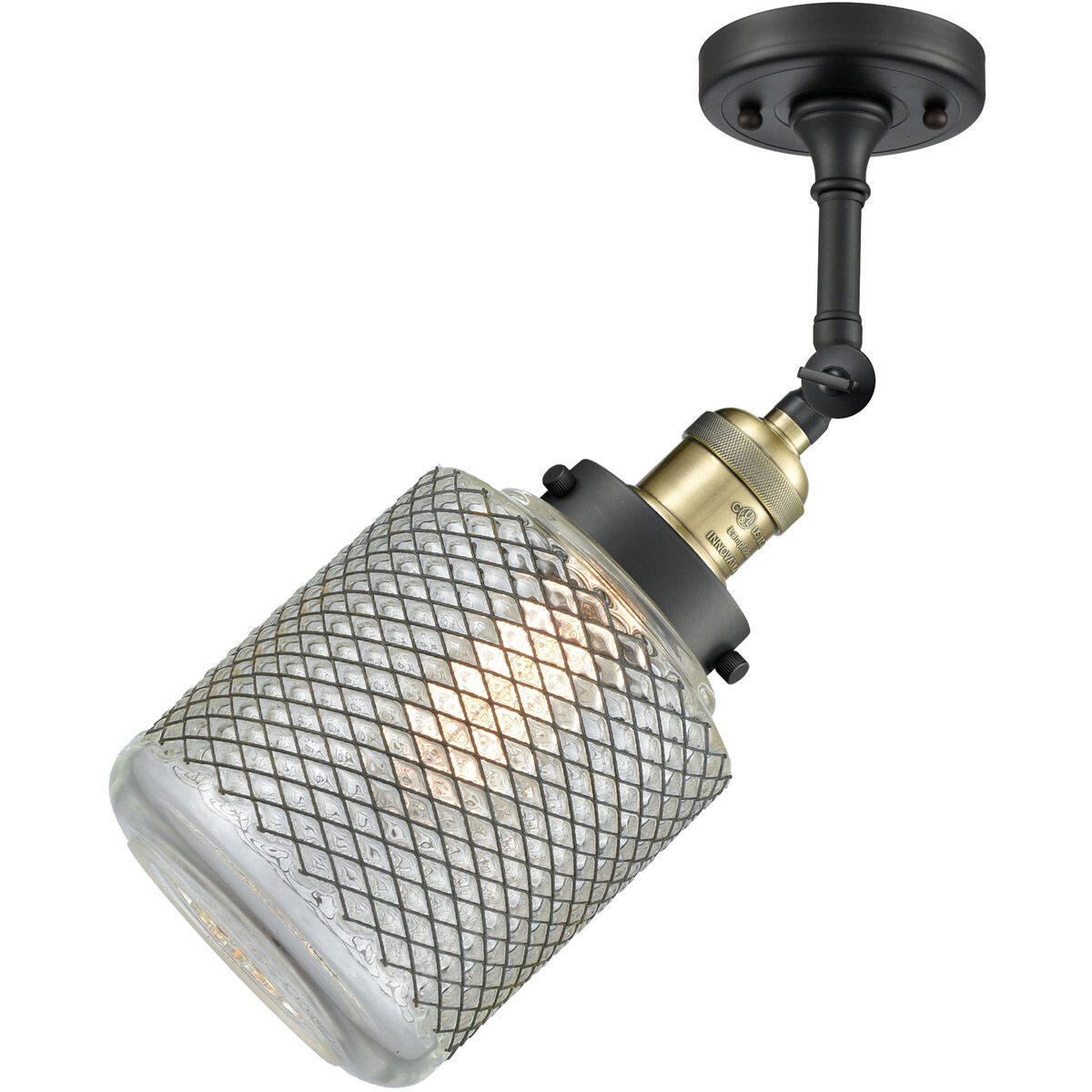 Franklin Restoration Stanton 1 Light 6 inch Black Antique Brass Semi-Flush Mount Ceiling Light, Franklin Restoration