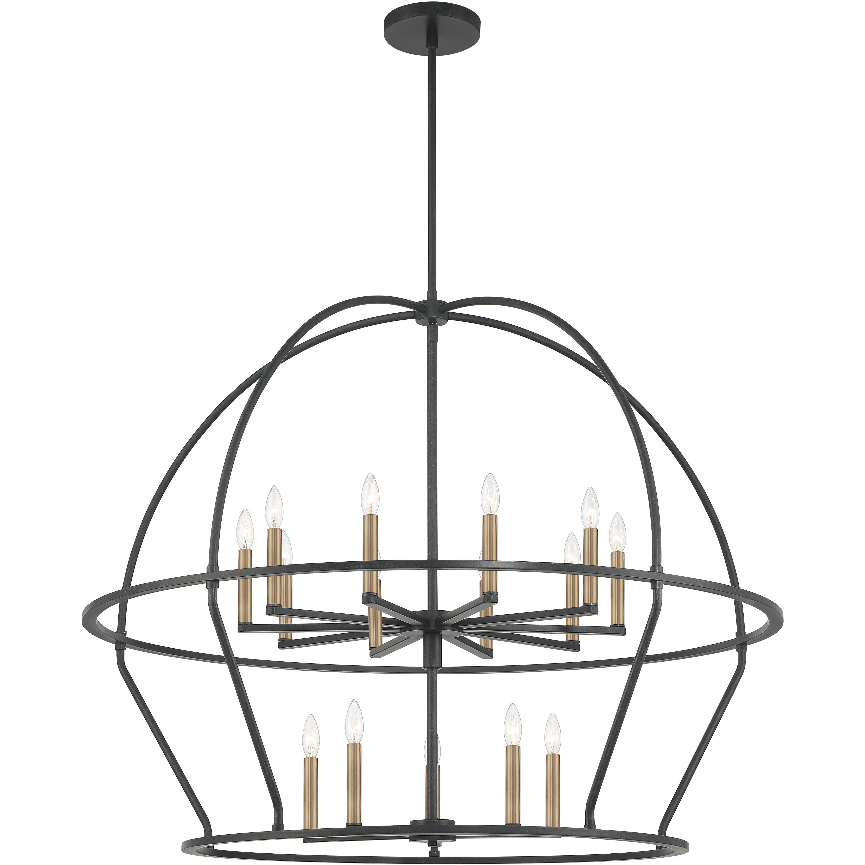 Abbott 15 Light 48 inch Black Chandelier Ceiling Light
