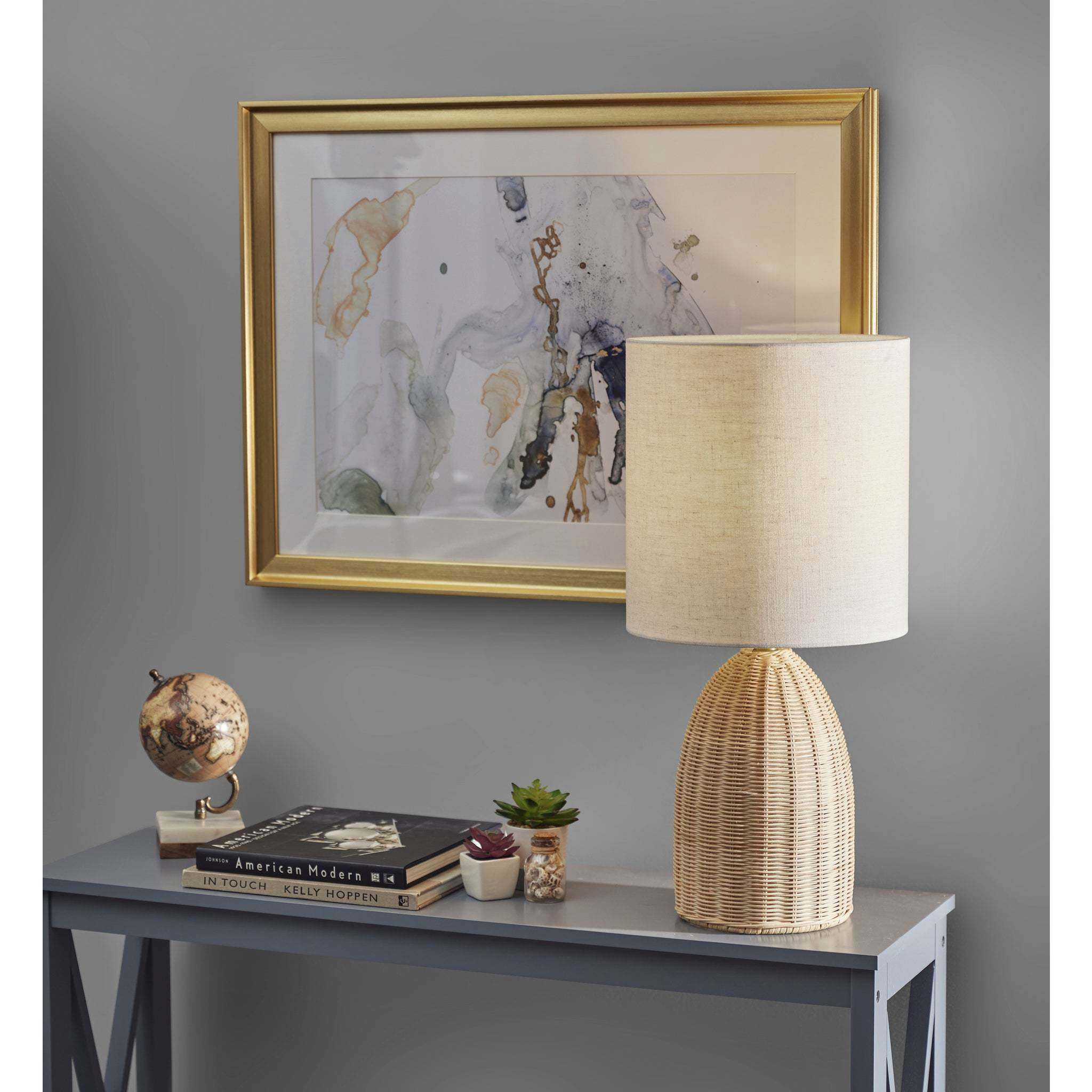 Bali 24 inch 60.00 watt Light Rattan Table Lamp Portable Light, Tall