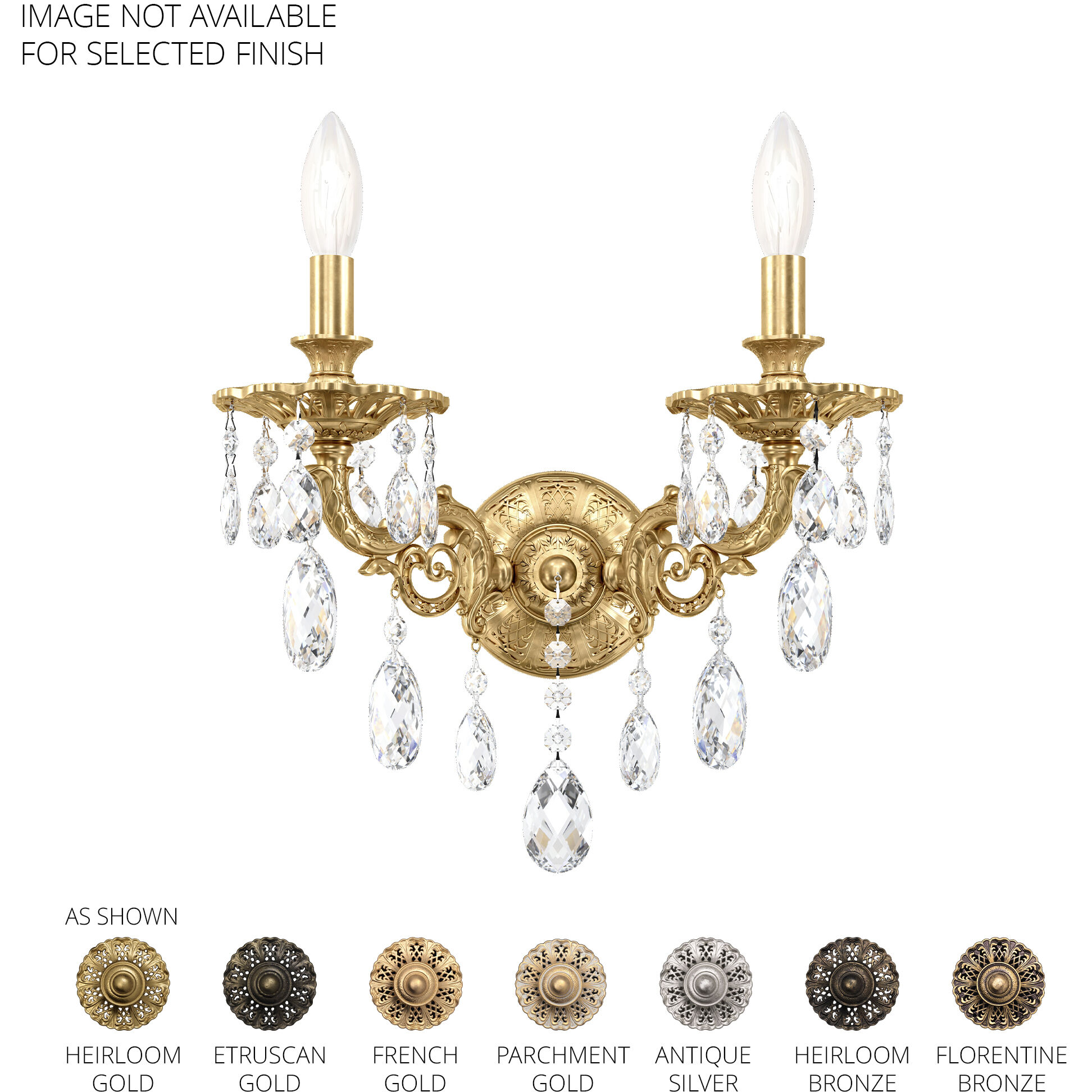 Milano 2 Light 7.5 inch Parchment Gold Wall Sconce Wall Light in Heritage, Parchment Gold Cast