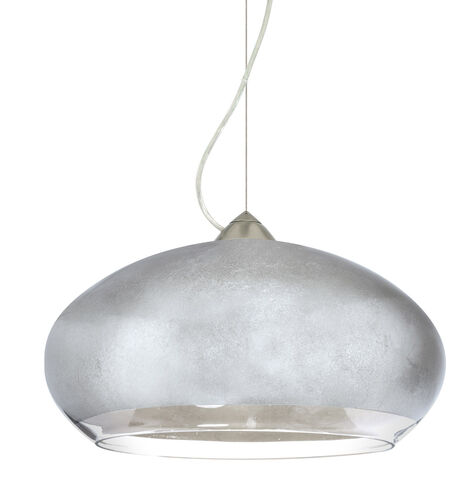 Brio LED Satin Nickel Pendant Ceiling Light in Silver Foil Glass