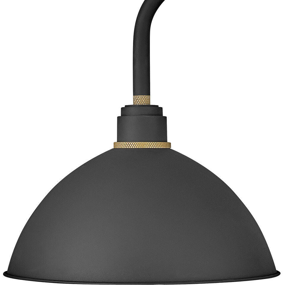 Foundry Dome Outdoor Barn Light in Textured Black, Straight Arm
