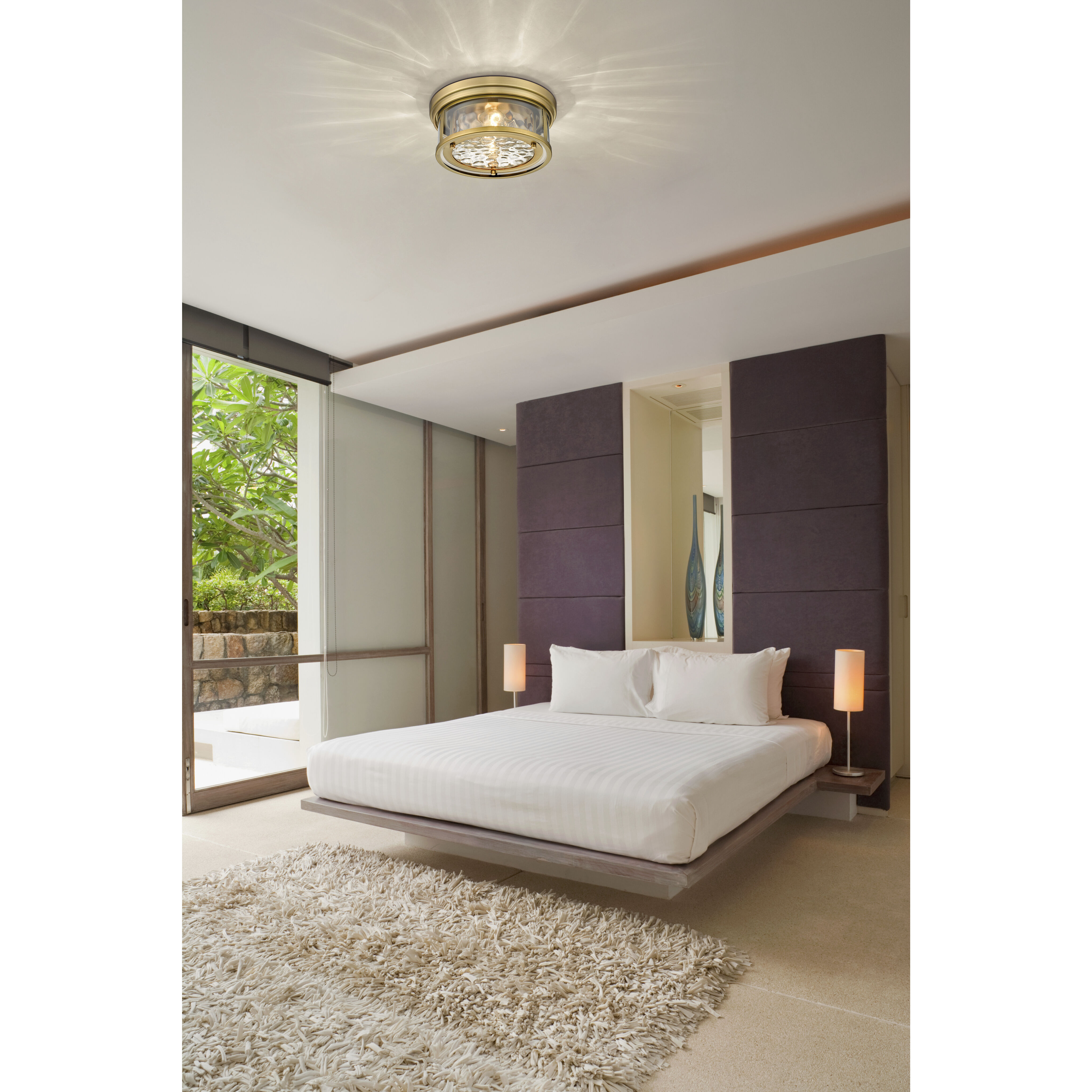 Clarion 3 Light 16 inch Rubbed Brass Flush Mount Ceiling Light in Rubbed Bronze