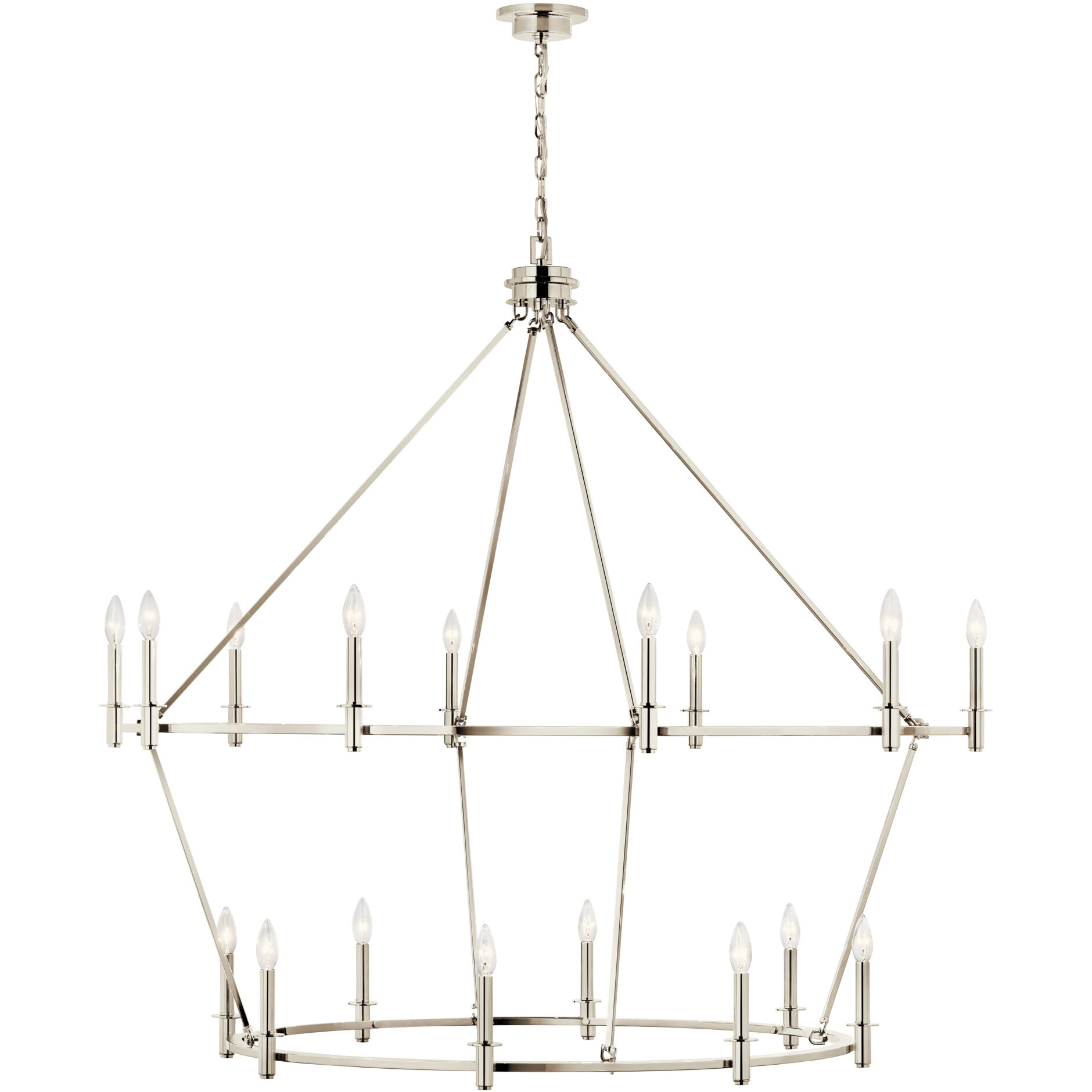 Carrick 18 Light Polished Nickel Chandelier Ceiling Light, 2 Tier Large