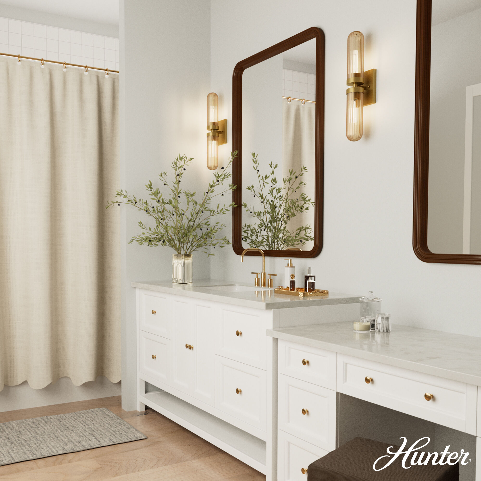 Beverly Glen 2 Light 22.9 inch Luxe Gold Bathroom Vanity Sconce Wall Light, Medium