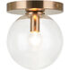 Cosmo Wall Sconce Wall Light in Aged Gold Brass and Clear