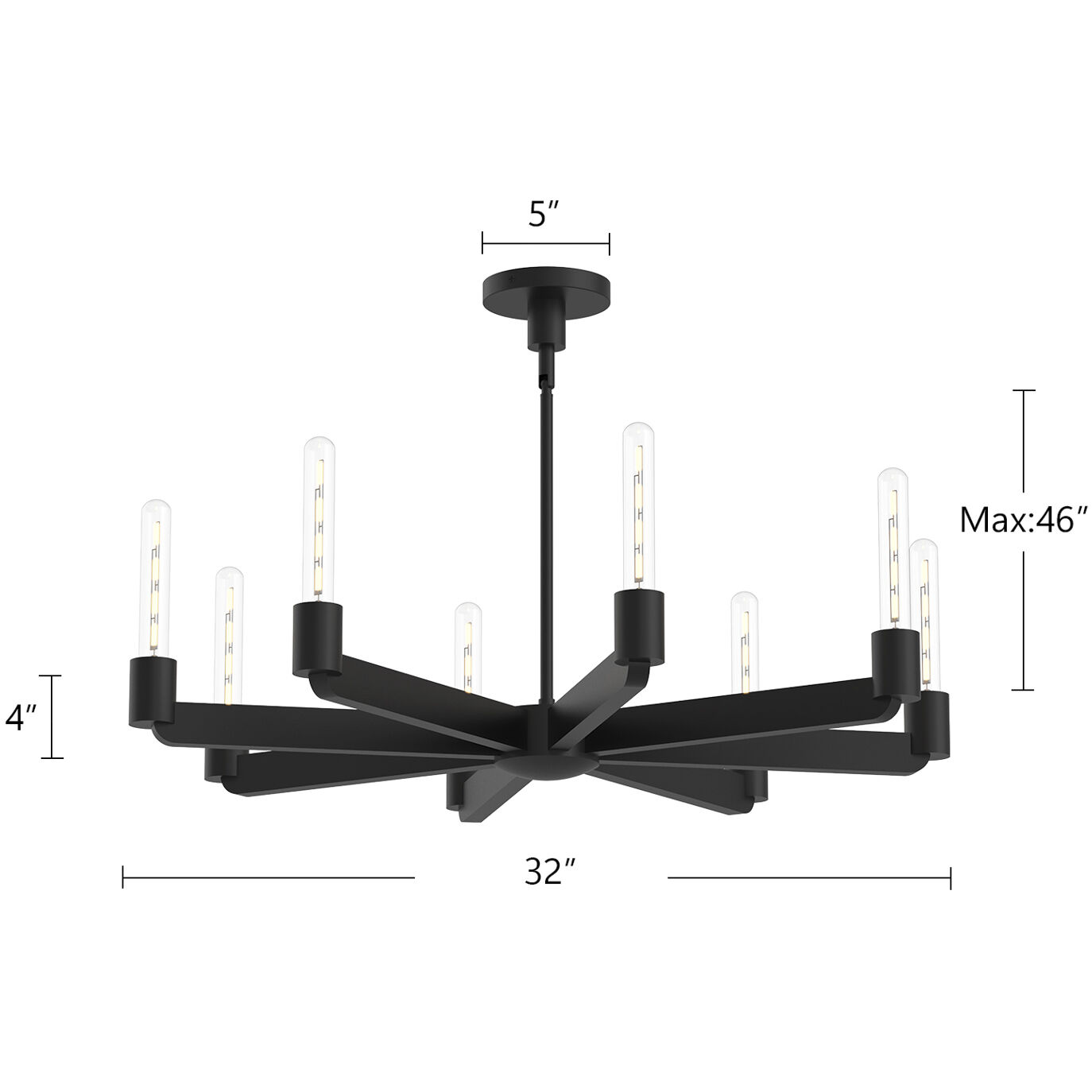 Alora Mood Claire 8 Light 32 inch Matte Black Chandelier Ceiling Light