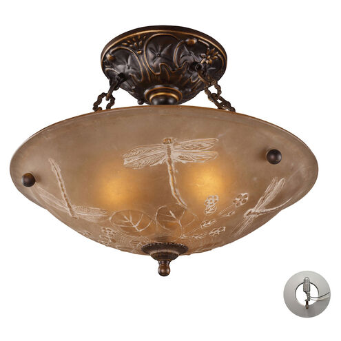 Hamlet 3 Light 16 inch Golden Bronze Semi Flush Mount Ceiling Light